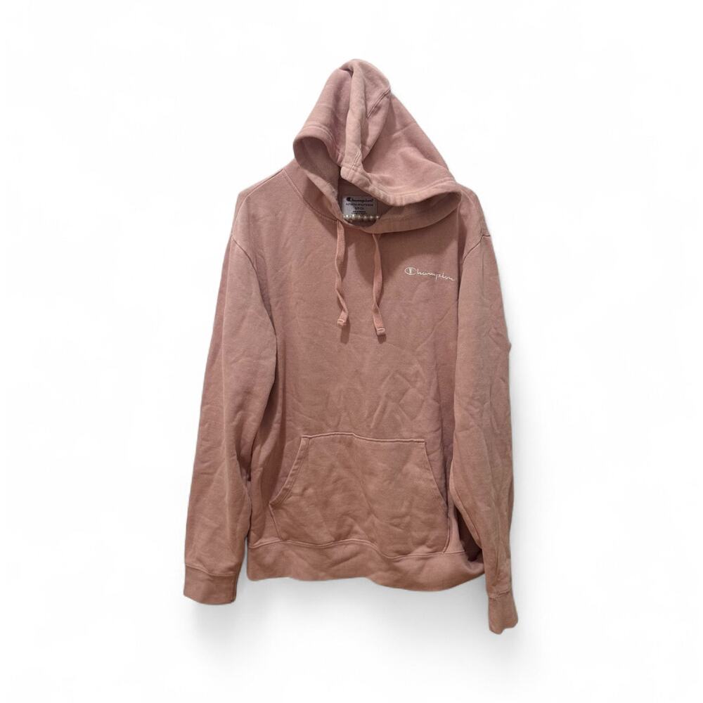Champion Size Small Pink Acid Wash Hoodie White Logo Women's Pullover Sweater
